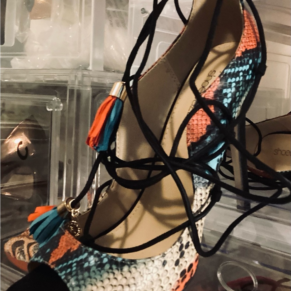 Shoe Dazzle Multicolor Lace-Up Heels